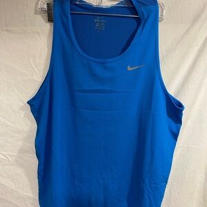 Nike Blue Athletic Sleeveless Performance Tank with Silver Swoosh. Large